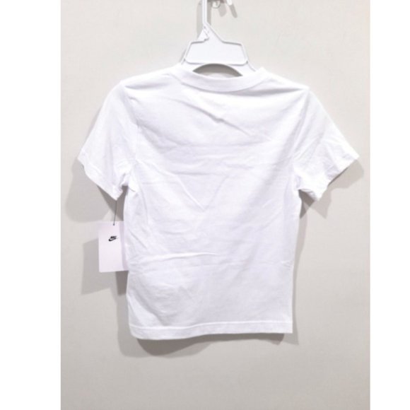 NIKE Sportswear Club Embroidered Futura T-Shirt Tee Top White - Picture 3 of 4